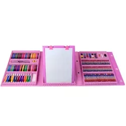Colored pencils, markers, a suitcase for painting 208 elements - pink