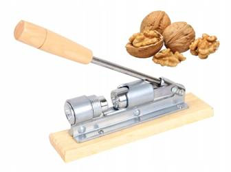 Metal nutcracker on a wooden stand