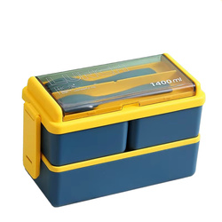 Dvoupatrový lunchbox 1400ml nádoba na jídlo - modrá