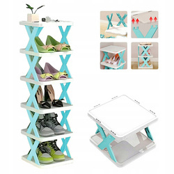 Folding shoe shelf 6 levels - blue