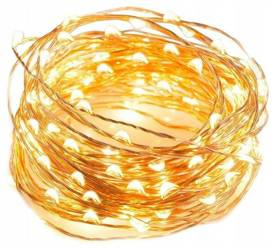 50 led lampki na druciku - ciepły biały