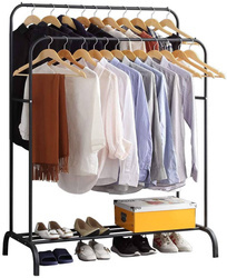 Double floor rack with shoe shelf