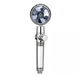 Shower head with filter and turbine - silver