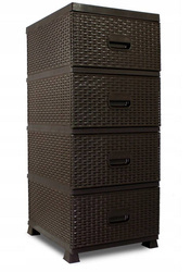 Rattan bathroom cabinet with 4 drawers