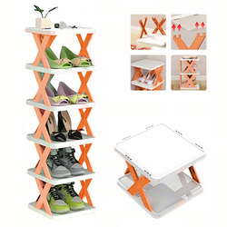 Folding shoe shelf 6 levels - orange