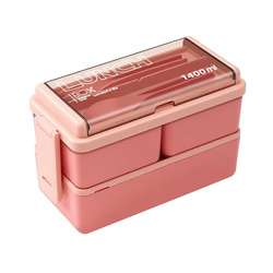 Śniadaniówka 1400ml piętrowy lunchbox pojemnik na jedzenie - różowy