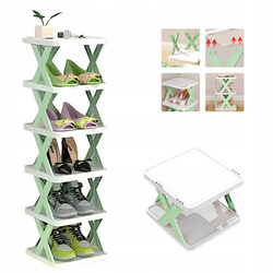 Folding shoe shelf 6 levels - green