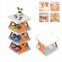 Folding shoe shelf 4 levels - orange