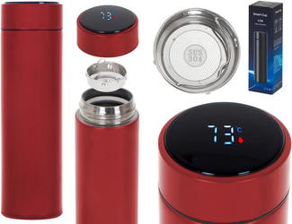 Termos 500ml kubek termiczny LCD - czerwony