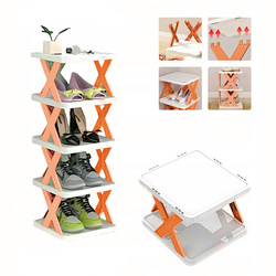 Skládací police na boty 5 úrovně - oranžová