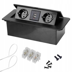 Listwa wpuszczana w blat 2 gniazda + 2x USB