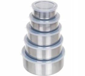 5 ocelových misek s víkem