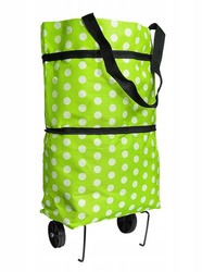 Foldable shopping trolley bag with wheels green